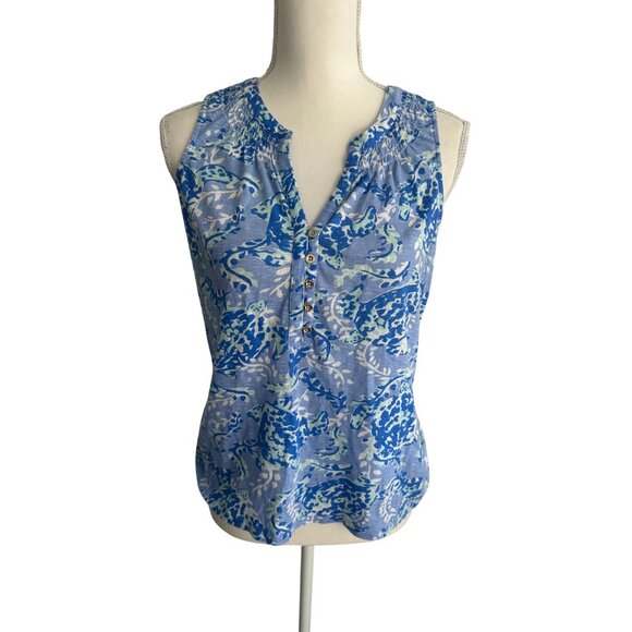 LILLY PULITZER Sea Turtle Blue Tank Top Size Small - Picture 6 of 8